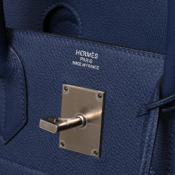 Very good condition HERMES Haut a Courroies Haut a Courroies 40 handbag Blue Saphir Togo silver hardware U stamp Used 4a008605