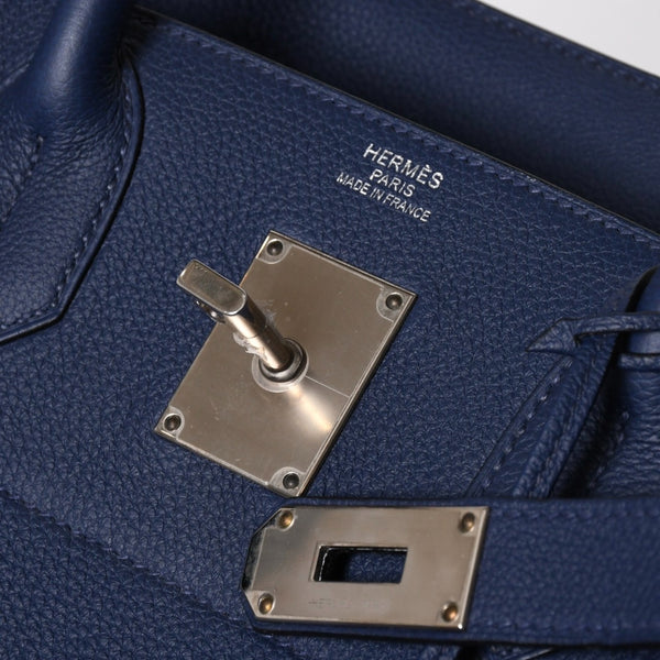 Very good condition HERMES Haut a Courroies Haut a Courroies 40 handbag Blue Saphir Togo silver hardware U stamp Used 4a008605