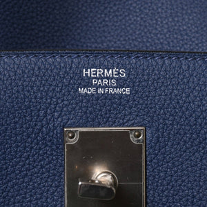 Very good condition HERMES Haut a Courroies Haut a Courroies 40 handbag Blue Saphir Togo silver hardware U stamp Used 4a008605