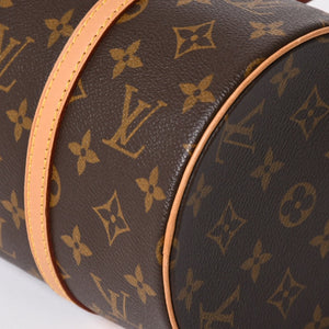 新品同様 LOUIS VUITTON ルイヴィトン パピヨン30 ハンドバッグ M51385 筒型 モノグラム PVC レザー ブラウン 中古 4a008344