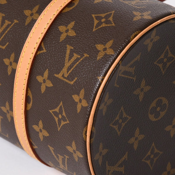 新品同様 LOUIS VUITTON ルイヴィトン パピヨン30 ハンドバッグ M51385 筒型 モノグラム PVC レザー ブラウン 中古 4a008344