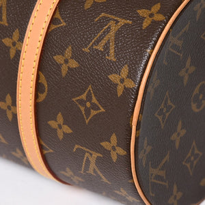 新品同様 LOUIS VUITTON ルイヴィトン パピヨン30 ハンドバッグ M51385 筒型 モノグラム PVC レザー ブラウン 中古 4a008344