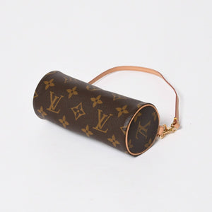 新品同様 LOUIS VUITTON ルイヴィトン パピヨン30 ハンドバッグ M51385 筒型 モノグラム PVC レザー ブラウン 中古 4a008344