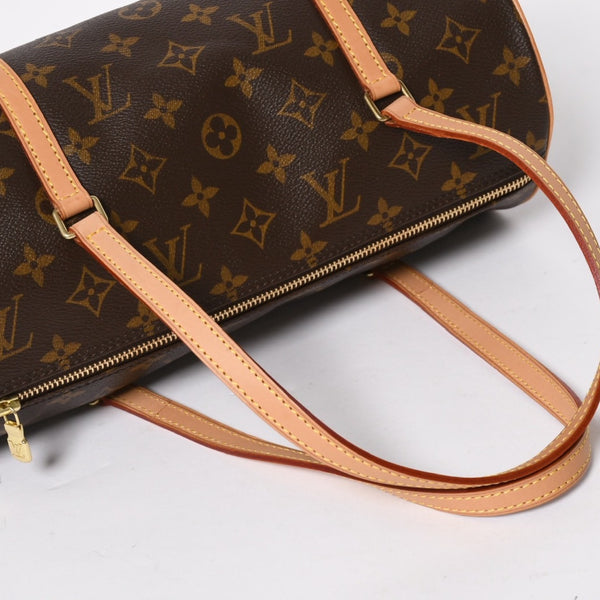 新品同様 LOUIS VUITTON ルイヴィトン パピヨン30 ハンドバッグ M51385 筒型 モノグラム PVC レザー ブラウン 中古 4a008344