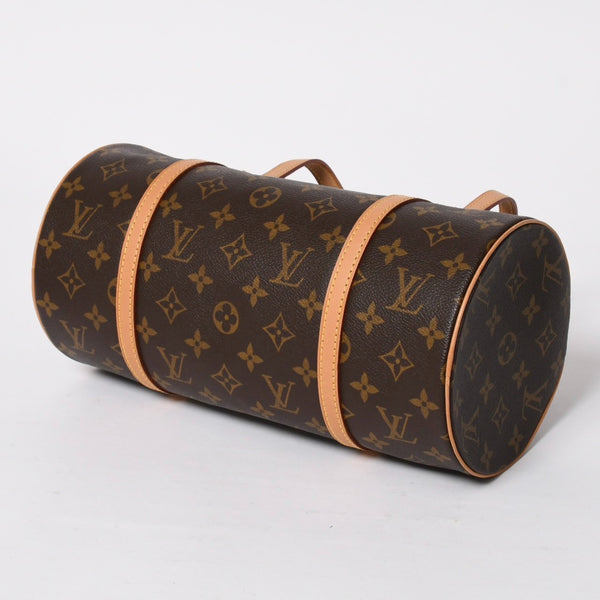 新品同様 LOUIS VUITTON ルイヴィトン パピヨン30 ハンドバッグ M51385 筒型 モノグラム PVC レザー ブラウン 中古 4a008344