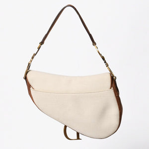 Very Good Condition Christian Dior Saddle Bag Trench Beige Marron Bobby Brown Gold Hardware RU 1002 Used 4a008348