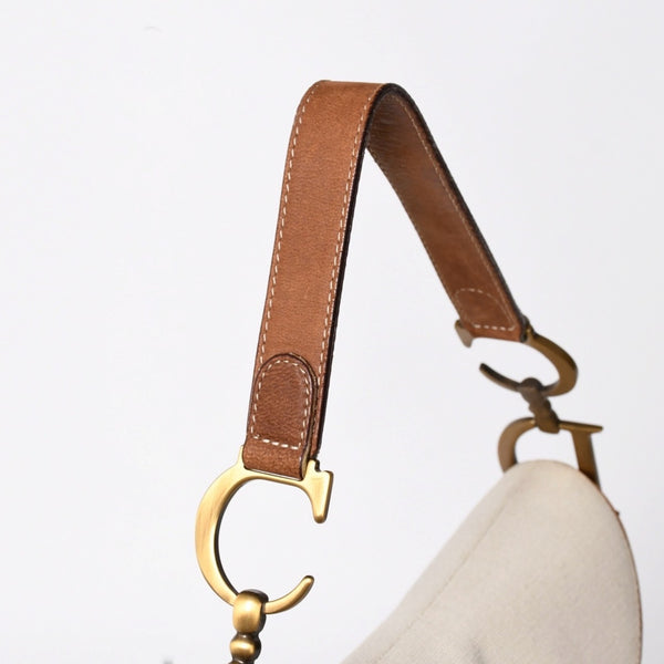 Very Good Condition Christian Dior Saddle Bag Trench Beige Marron Bobby Brown Gold Hardware RU 1002 Used 4a008348