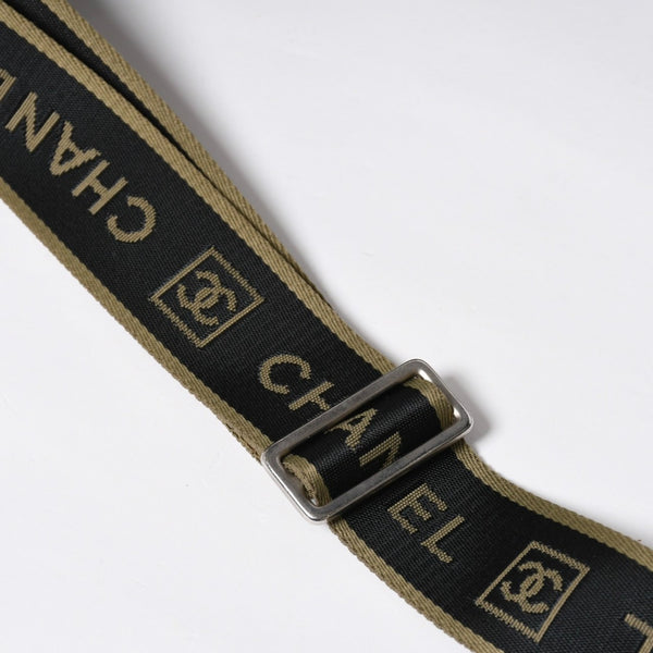 極美品 CHANEL シャネル スポーツライン ショルダーバッグ ココマーク 刺繍 ブラック カーキ グリーン 10番台 中古 4a008346