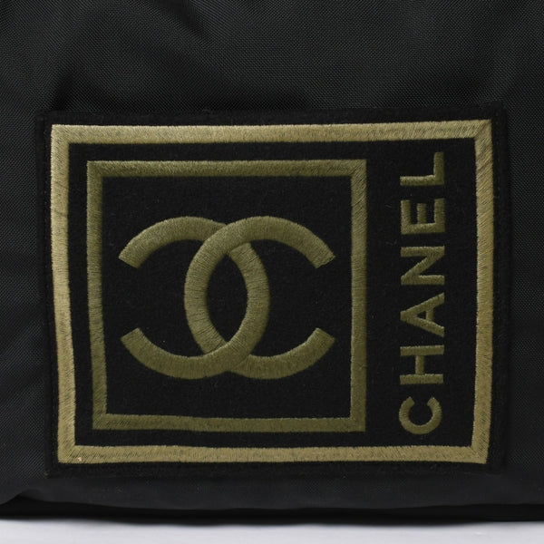 極美品 CHANEL シャネル スポーツライン ショルダーバッグ ココマーク 刺繍 ブラック カーキ グリーン 10番台 中古 4a008346