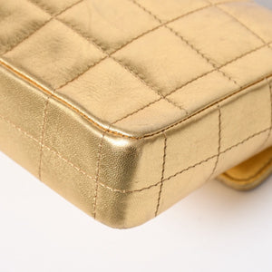 極美品 CHANEL シャネル チョコバー イーストウエスト チェーン ショルダーバッグ ラムスキン ゴールド ゴールド レディース 7番台 中古 4a008323
