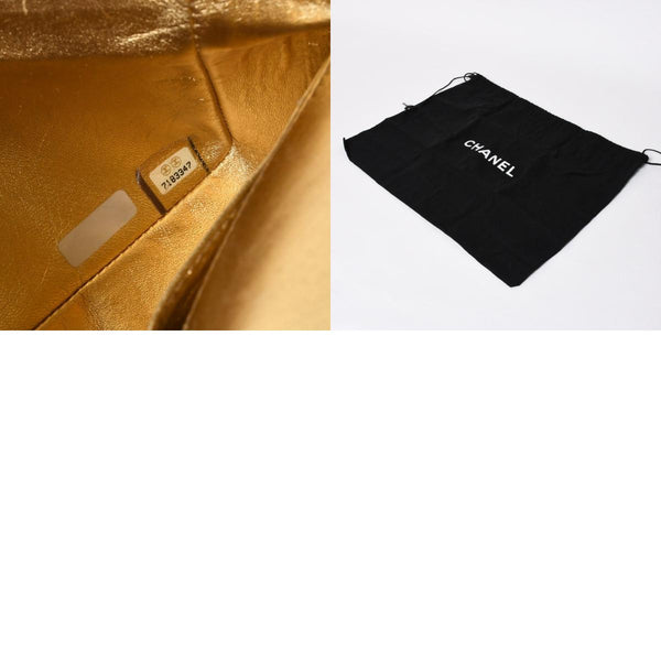 極美品 CHANEL シャネル チョコバー イーストウエスト チェーン ショルダーバッグ ラムスキン ゴールド ゴールド レディース 7番台 中古 4a008323