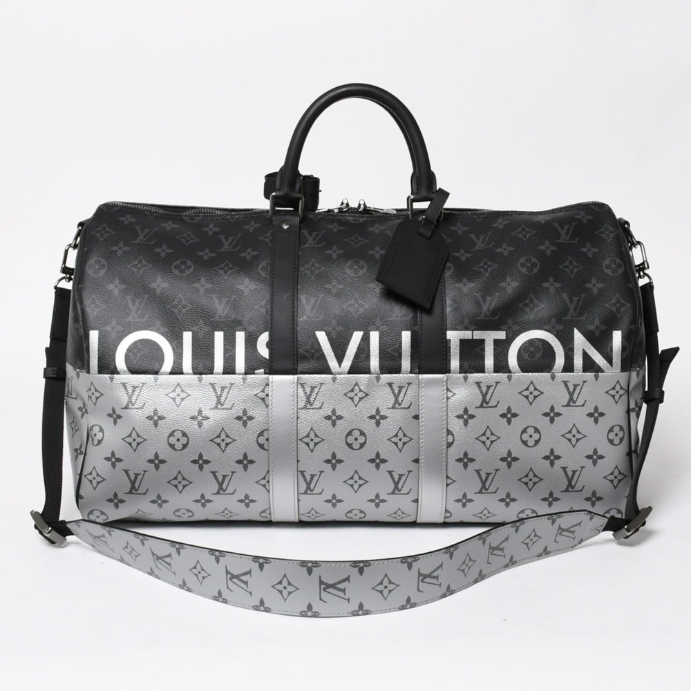 極美品 LOUIS VUITTON ルイヴィトン ボストンバッグ ハンドバッグ キーポルバンドリエール50 M43817 モノグラムエクリプス スピリット ブラック シルバー金具 2WAY 中古 4a008423