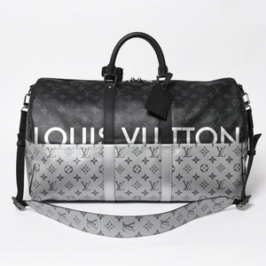 極美品 LOUIS VUITTON ルイヴィトン ボストンバッグ ハンドバッグ キーポルバンドリエール50 M43817 モノグラムエクリプス スピリット ブラック シルバー金具 2WAY 中古 4a008423