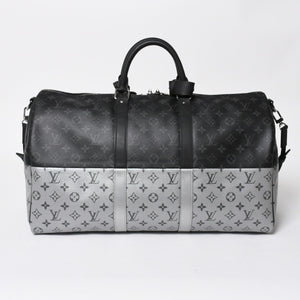 極美品 LOUIS VUITTON ルイヴィトン ボストンバッグ ハンドバッグ キーポルバンドリエール50 M43817 モノグラムエクリプス スピリット ブラック シルバー金具 2WAY 中古 4a008423