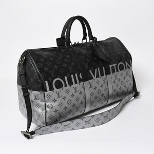 極美品 LOUIS VUITTON ルイヴィトン ボストンバッグ ハンドバッグ キーポルバンドリエール50 M43817 モノグラムエクリプス スピリット ブラック シルバー金具 2WAY 中古 4a008423