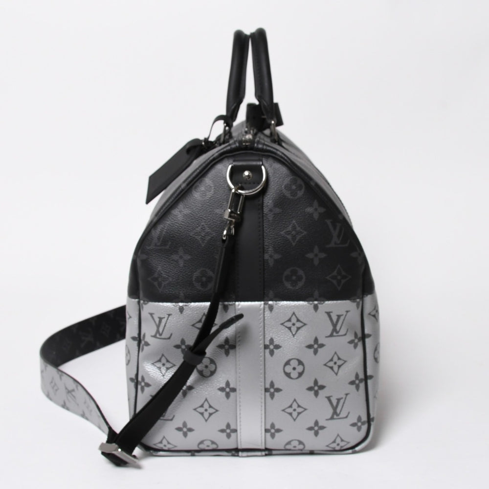 極美品 LOUIS VUITTON ルイヴィトン ボストンバッグ ハンドバッグ キーポルバンドリエール50 M43817 モノグラムエクリプス スピリット ブラック シルバー金具 2WAY 中古 4a008423