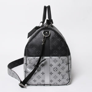 極美品 LOUIS VUITTON ルイヴィトン ボストンバッグ ハンドバッグ キーポルバンドリエール50 M43817 モノグラムエクリプス スピリット ブラック シルバー金具 2WAY 中古 4a008423