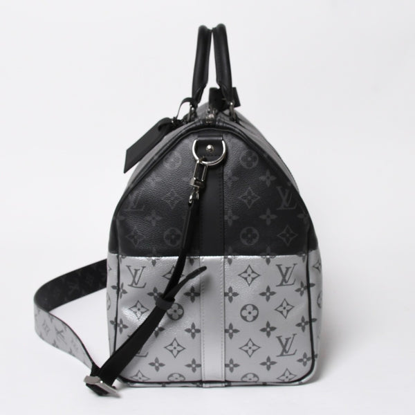 極美品 LOUIS VUITTON ルイヴィトン ボストンバッグ ハンドバッグ キーポルバンドリエール50 M43817 モノグラムエクリプス スピリット ブラック シルバー金具 2WAY 中古 4a008423