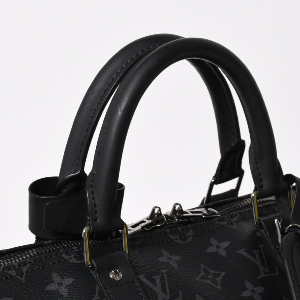 Very Good Condition LOUIS VUITTON Boston Bag Handbag Keepall Bandouliere 50 M43817 Monogram Eclipse Spirit Black Silver Hardware 2WAY Used 4a008423