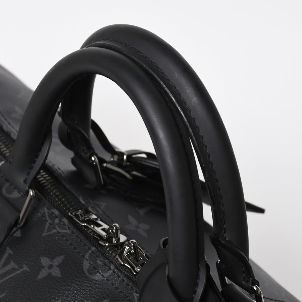 Very Good Condition LOUIS VUITTON Boston Bag Handbag Keepall Bandouliere 50 M43817 Monogram Eclipse Spirit Black Silver Hardware 2WAY Used 4a008423