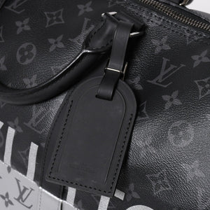 極美品 LOUIS VUITTON ルイヴィトン ボストンバッグ ハンドバッグ キーポルバンドリエール50 M43817 モノグラムエクリプス スピリット ブラック シルバー金具 2WAY 中古 4a008423