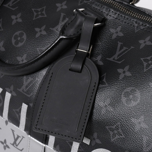 極美品 LOUIS VUITTON ルイヴィトン ボストンバッグ ハンドバッグ キーポルバンドリエール50 M43817 モノグラムエクリプス スピリット ブラック シルバー金具 2WAY 中古 4a008423