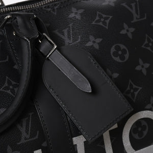 極美品 LOUIS VUITTON ルイヴィトン ボストンバッグ ハンドバッグ キーポルバンドリエール50 M43817 モノグラムエクリプス スピリット ブラック シルバー金具 2WAY 中古 4a008423