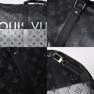 極美品 LOUIS VUITTON ルイヴィトン ボストンバッグ ハンドバッグ キーポルバンドリエール50 M43817 モノグラムエクリプス スピリット ブラック シルバー金具 2WAY 中古 4a008423