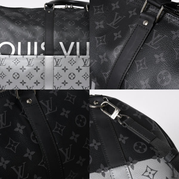 極美品 LOUIS VUITTON ルイヴィトン ボストンバッグ ハンドバッグ キーポルバンドリエール50 M43817 モノグラムエクリプス スピリット ブラック シルバー金具 2WAY 中古 4a008423