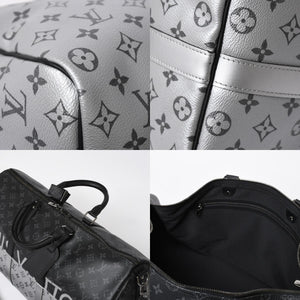極美品 LOUIS VUITTON ルイヴィトン ボストンバッグ ハンドバッグ キーポルバンドリエール50 M43817 モノグラムエクリプス スピリット ブラック シルバー金具 2WAY 中古 4a008423