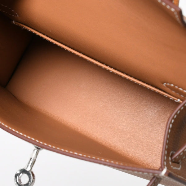 新品未使用品 HERMES エルメス ミニケリー2 Mini Kelly2 G刻印 ミニハンドバッグ ゴールド シルバー金具 外縫い 2WAY 中古 4a008359