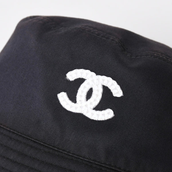 CHANEL シャネル ココマーク M24C バケットハット リバーシブル ココマーク コットン ブラック マルチカラー 美品 中古 4a008303