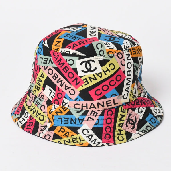 CHANEL シャネル ココマーク M24C バケットハット リバーシブル ココマーク コットン ブラック マルチカラー 美品 中古 4a008303