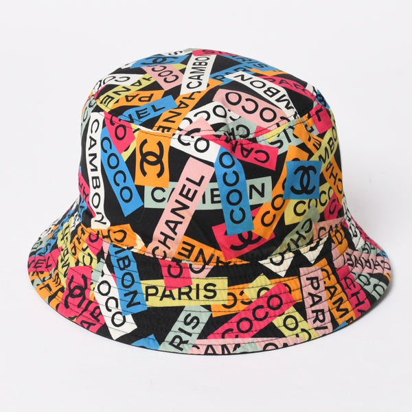 CHANEL シャネル ココマーク M24C バケットハット リバーシブル ココマーク コットン ブラック マルチカラー 美品 中古 4a008303
