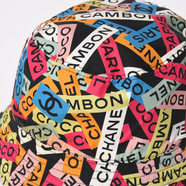 CHANEL シャネル ココマーク M24C バケットハット リバーシブル ココマーク コットン ブラック マルチカラー 美品 中古 4a008303