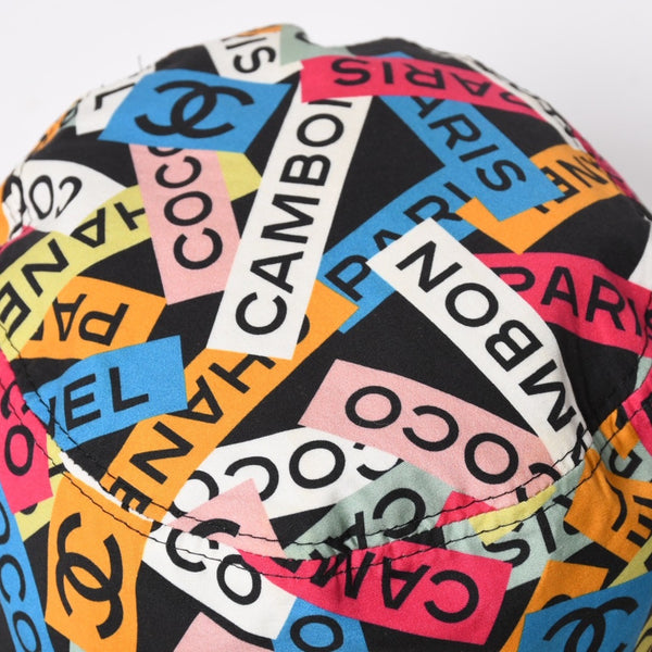 CHANEL シャネル ココマーク M24C バケットハット リバーシブル ココマーク コットン ブラック マルチカラー 美品 中古 4a008303