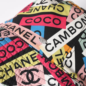 CHANEL シャネル ココマーク M24C バケットハット リバーシブル ココマーク コットン ブラック マルチカラー 美品 中古 4a008303