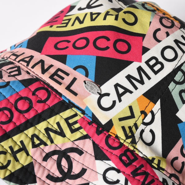 CHANEL シャネル ココマーク M24C バケットハット リバーシブル ココマーク コットン ブラック マルチカラー 美品 中古 4a008303