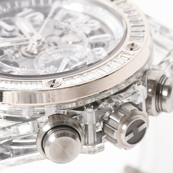 新品同様 HUBLOT ウブロ クリスタル ウニコ サファイア バゲット 411.JX.4802.RT.1904 中古 4a007918