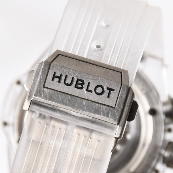 新品同様 HUBLOT ウブロ クリスタル ウニコ サファイア バゲット 411.JX.4802.RT.1904 中古 4a007918