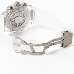 新品同様 HUBLOT ウブロ クリスタル ウニコ サファイア バゲット 411.JX.4802.RT.1904 中古 4a007918