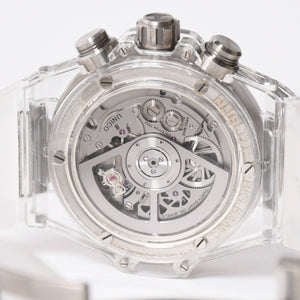 新品同様 HUBLOT ウブロ クリスタル ウニコ サファイア バゲット 411.JX.4802.RT.1904 中古 4a007918