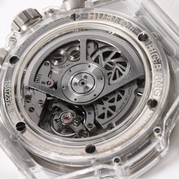 新品同様 HUBLOT ウブロ クリスタル ウニコ サファイア バゲット 411.JX.4802.RT.1904 中古 4a007918