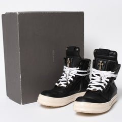 Like new short tongue Rick Owens × CHROME HEARTS Geobasket sneakers size 42 black white used 4a008363