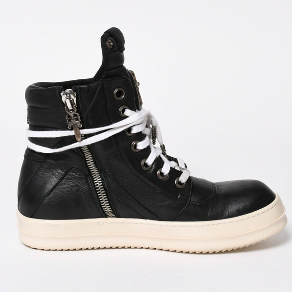 Like new short tongue Rick Owens × CHROME HEARTS Geobasket sneakers size 42 black white used 4a008363
