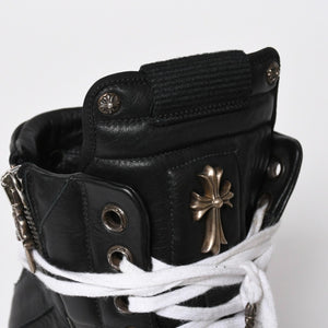 Like new short tongue Rick Owens × CHROME HEARTS Geobasket sneakers size 42 black white used 4a008363