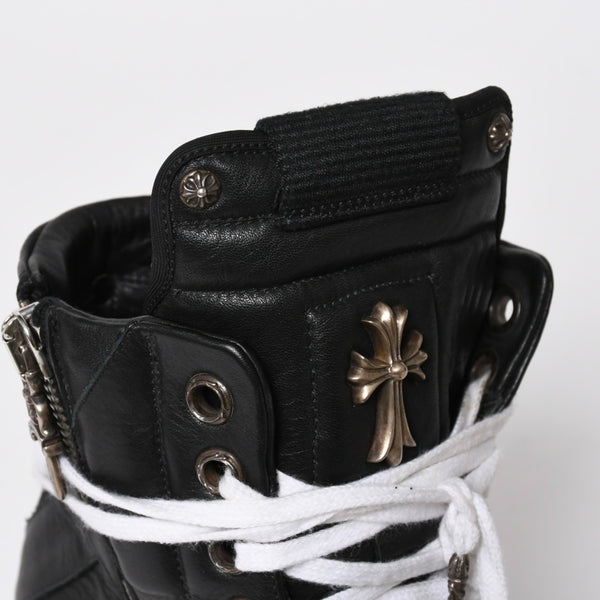 Like new short tongue Rick Owens × CHROME HEARTS Geobasket sneakers size 42 black white used 4a008363