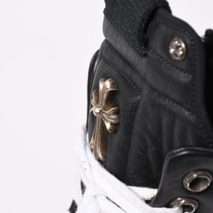 Like new short tongue Rick Owens × CHROME HEARTS Geobasket sneakers size 42 black white used 4a008363