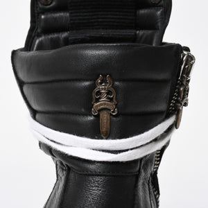 Like new short tongue Rick Owens × CHROME HEARTS Geobasket sneakers size 42 black white used 4a008363