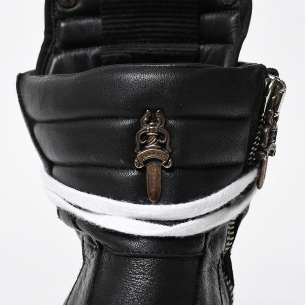 Like new short tongue Rick Owens × CHROME HEARTS Geobasket sneakers size 42 black white used 4a008363
